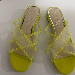 Jessica Simpson sandals, Brand new, clear and neon green, size 7.5.